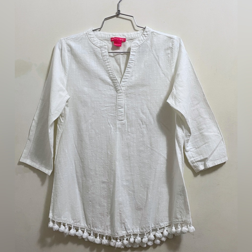 Sunny Leigh Stylish White Tassel Top